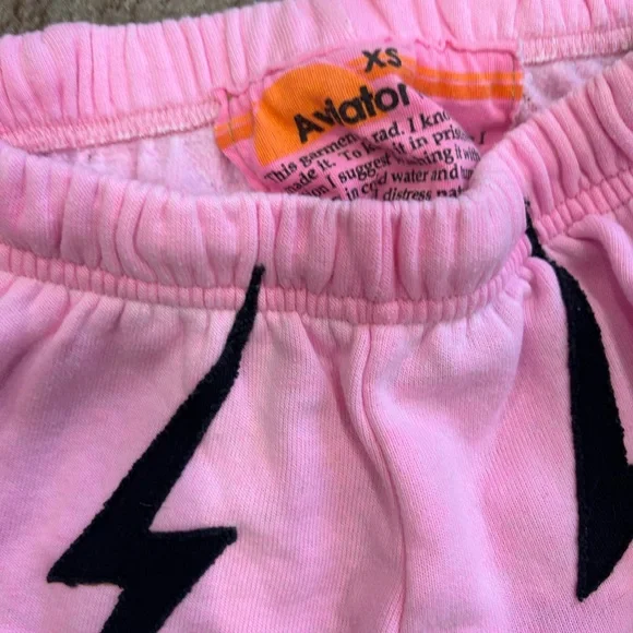 Aviator Nation Pink Lightning Bolt Stitch SweatPants Size XS - Picture 5 of 8